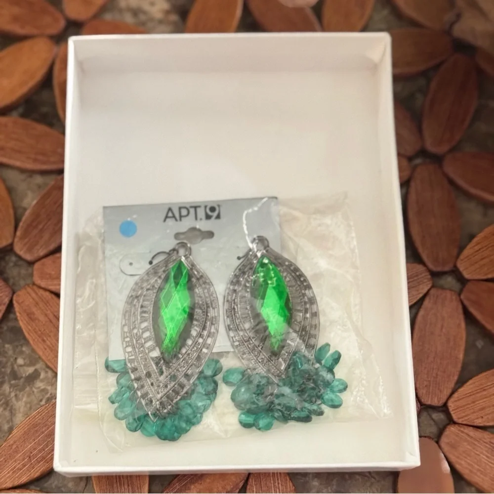 Apt. 9 Green & Silver Statement Dangle Earrings